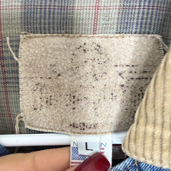 Made in USA Denim Jacket Corduroy Collar Cuffs Women’s Large Cropped Size L - Picture 4 of 16